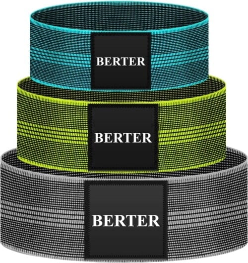 BERTER Resistance Bands for Legs and Butt, Workout Exercise Hip Bands, Fitness Booty Loop Non-Slip Bands for Squats, Deadlifts, Yoga, Sport, Pack of 3