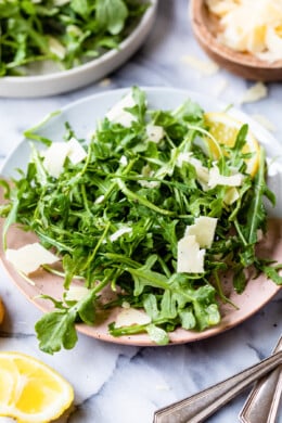 plated arugula salad