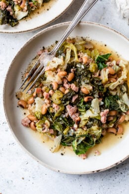 Black-Eyed Peas with Leftover Ham, Collard Greens & Cabbage