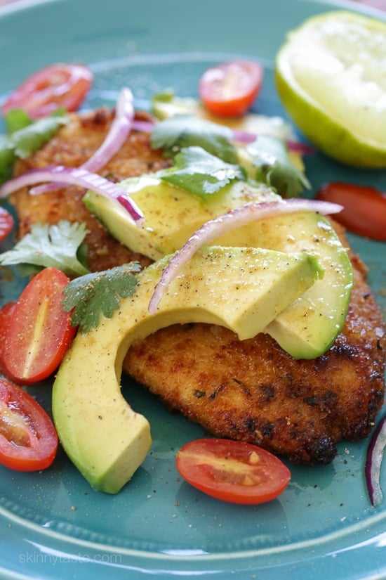 Baked Chicken Cutlets with Deconstructed Guacamole