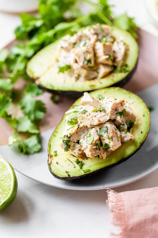 cilantro chicken salad with avocado