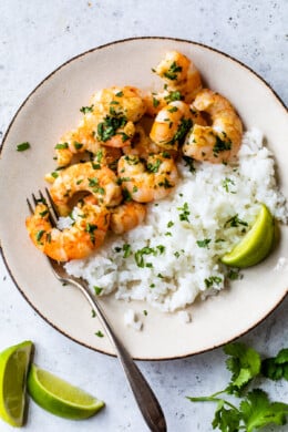 Cilantro Lime Shrimp with rice