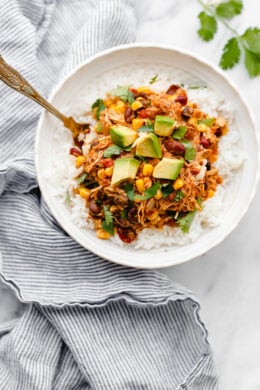 Crock Pot Chicken Taco Chili is an easy slow cooker dump recipe using freezer and pantry staples!