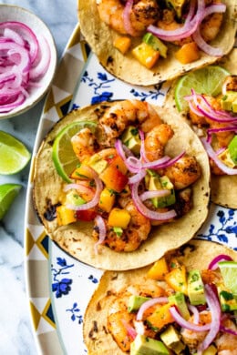 Grilled Shrimp Tacos with Peach Salsa