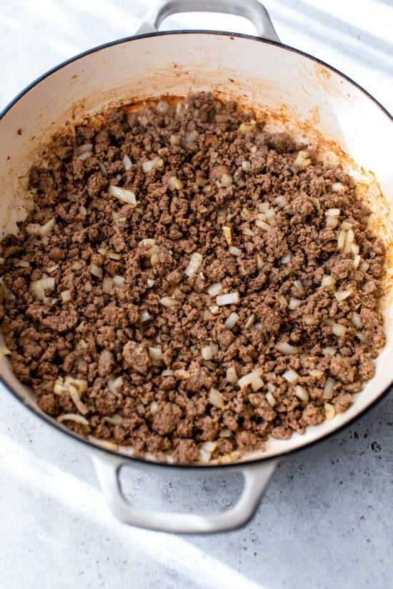 Brown the ground beef.