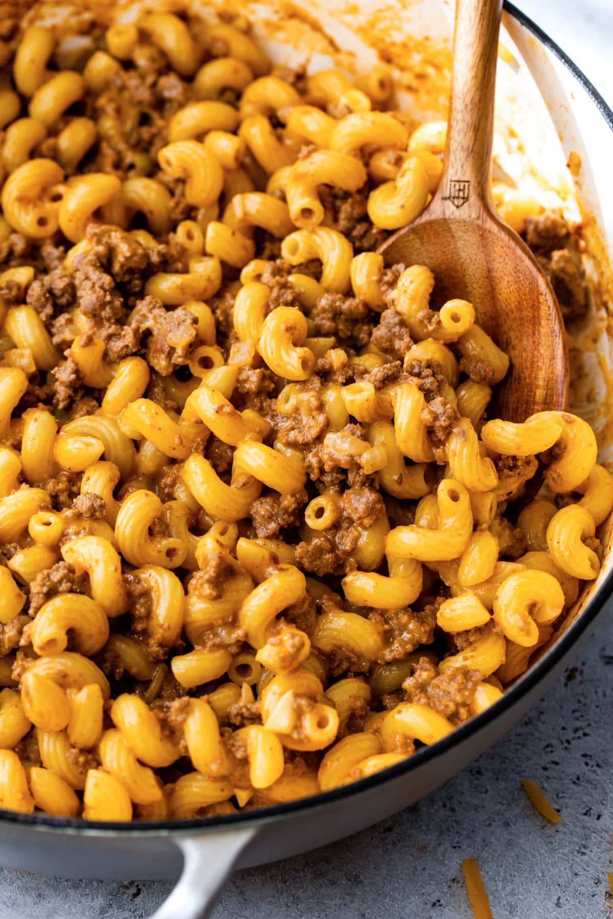 Homemade Hamburger Helper in a skillet