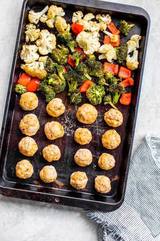 sheet pan meatballs and veggies