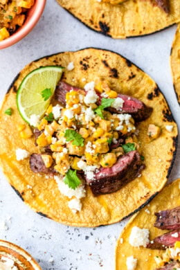 Grilled Skirt Steak and Elote Tacos